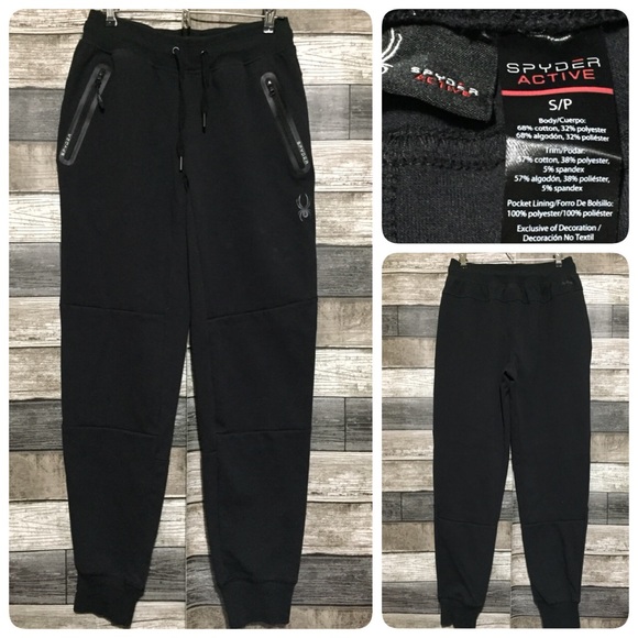 Spyder Proweb Jogger Sweatpants Men’s S Black (Inseam 28) Zip Pockets Tapered - Picture 1 of 12